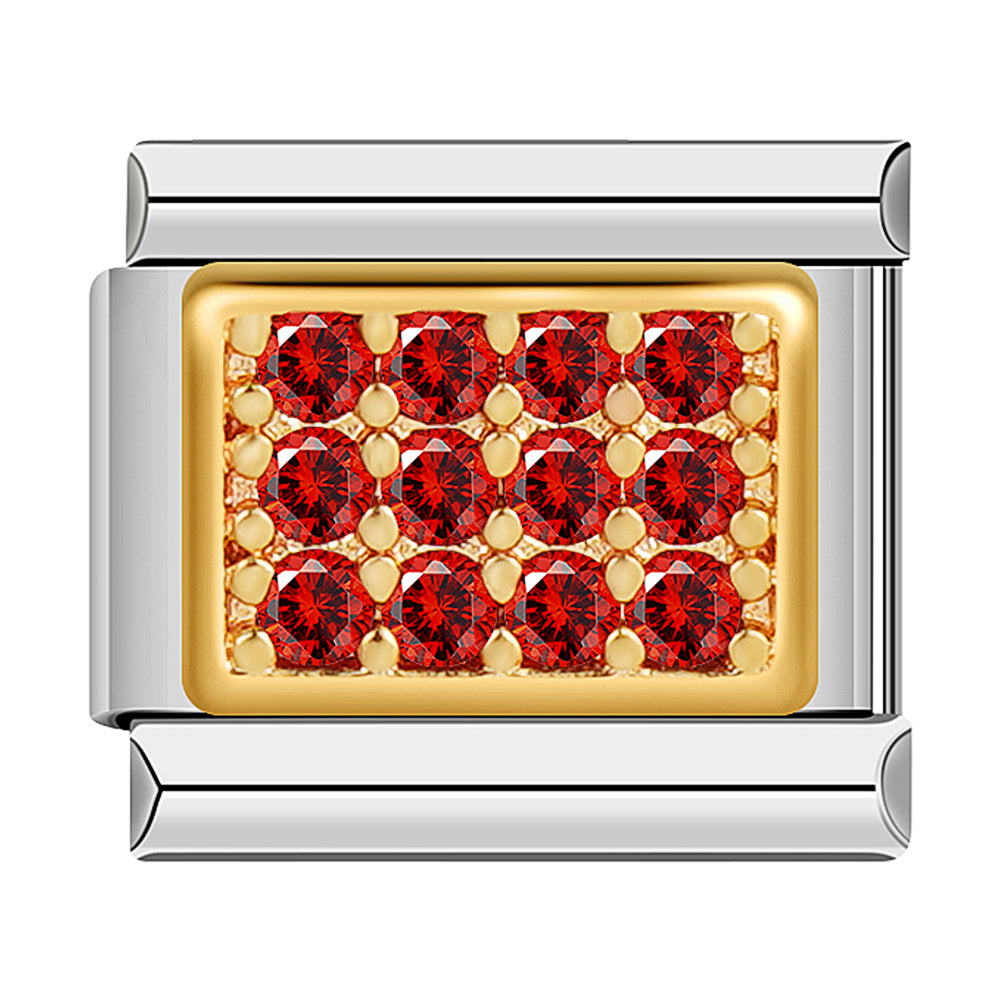 Gold Plate Pave Red Stones