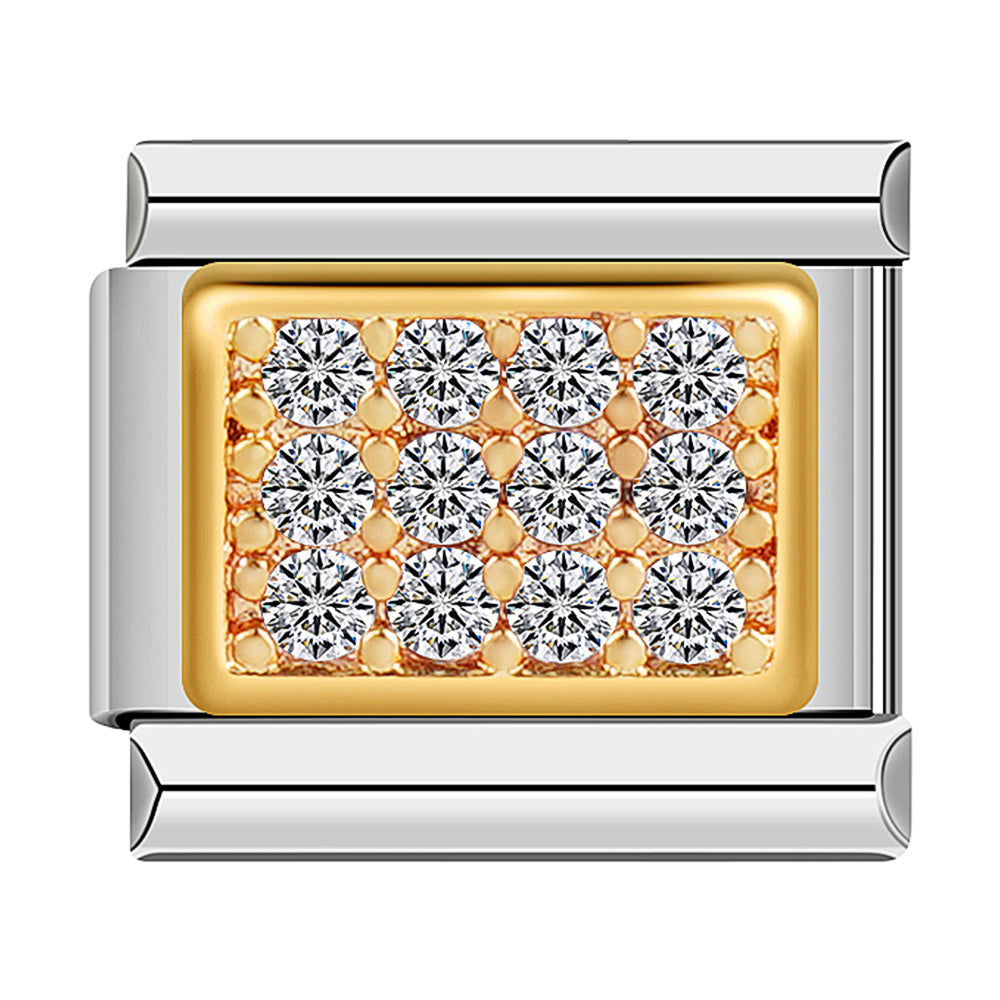 Gold Plate Pave White Stones