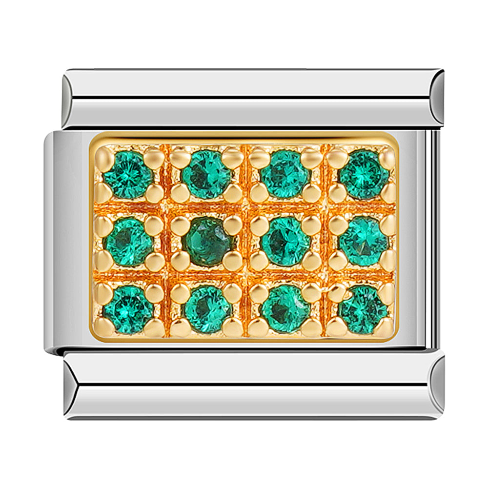 Gold Plate with Green Stones