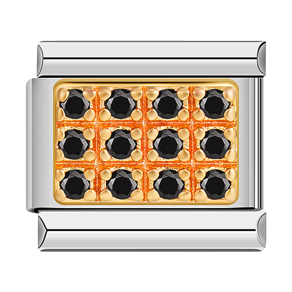 Gold Plate with Black Stones