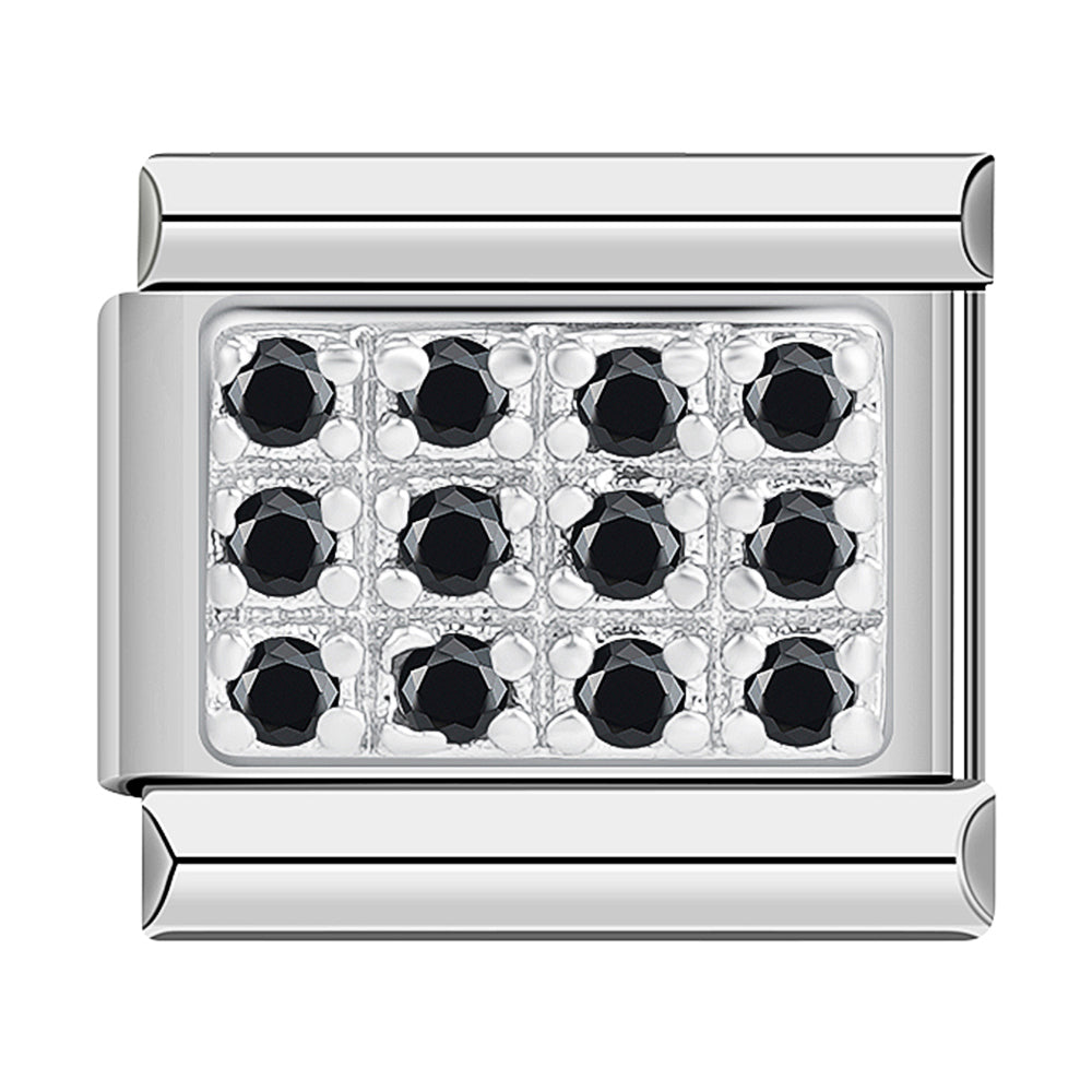 Silver Plate with Black Stones