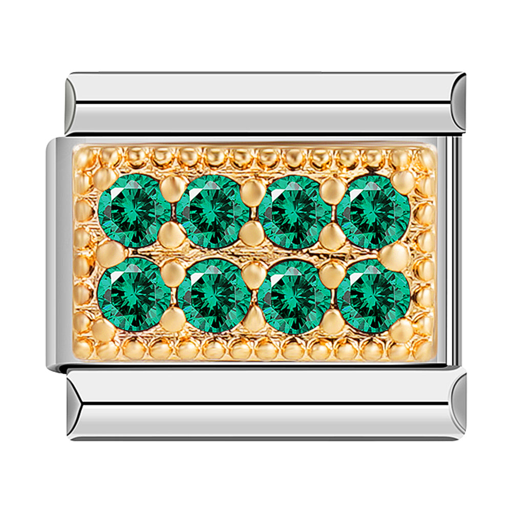 Gold Plate with 8 Green Stones