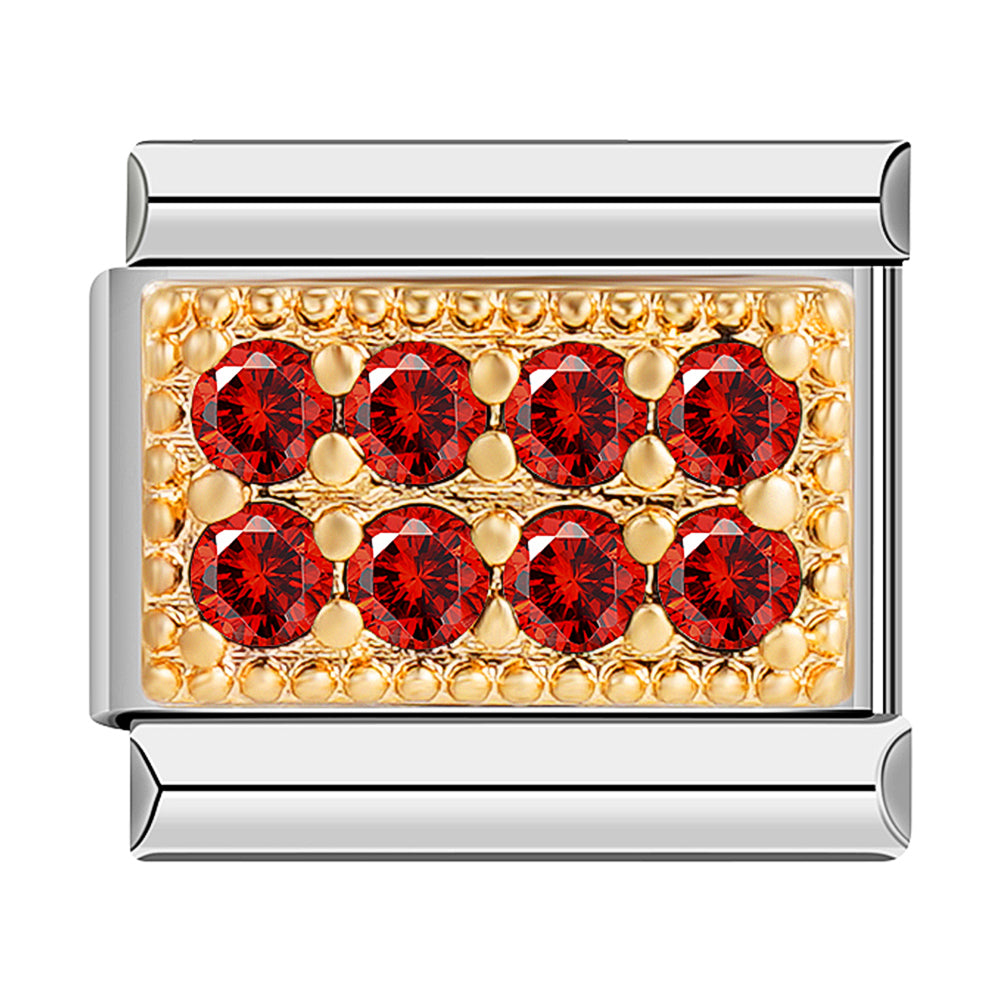 Gold Plate with 8 Red Stones