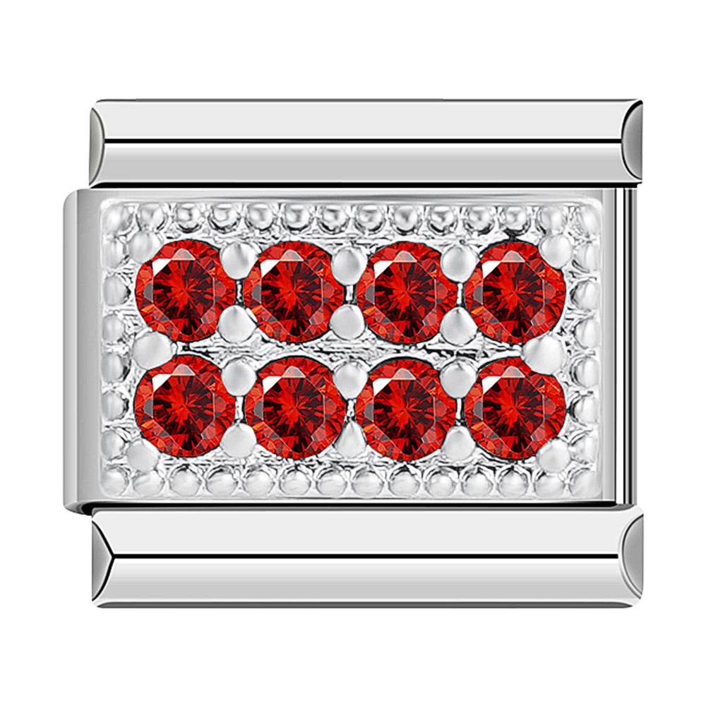 Silver Plate with 8 Red Stones