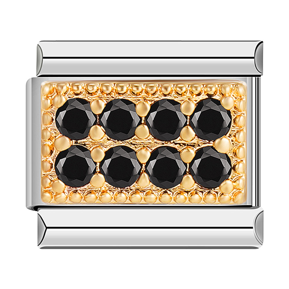 Gold Plate with 8 Black Stones