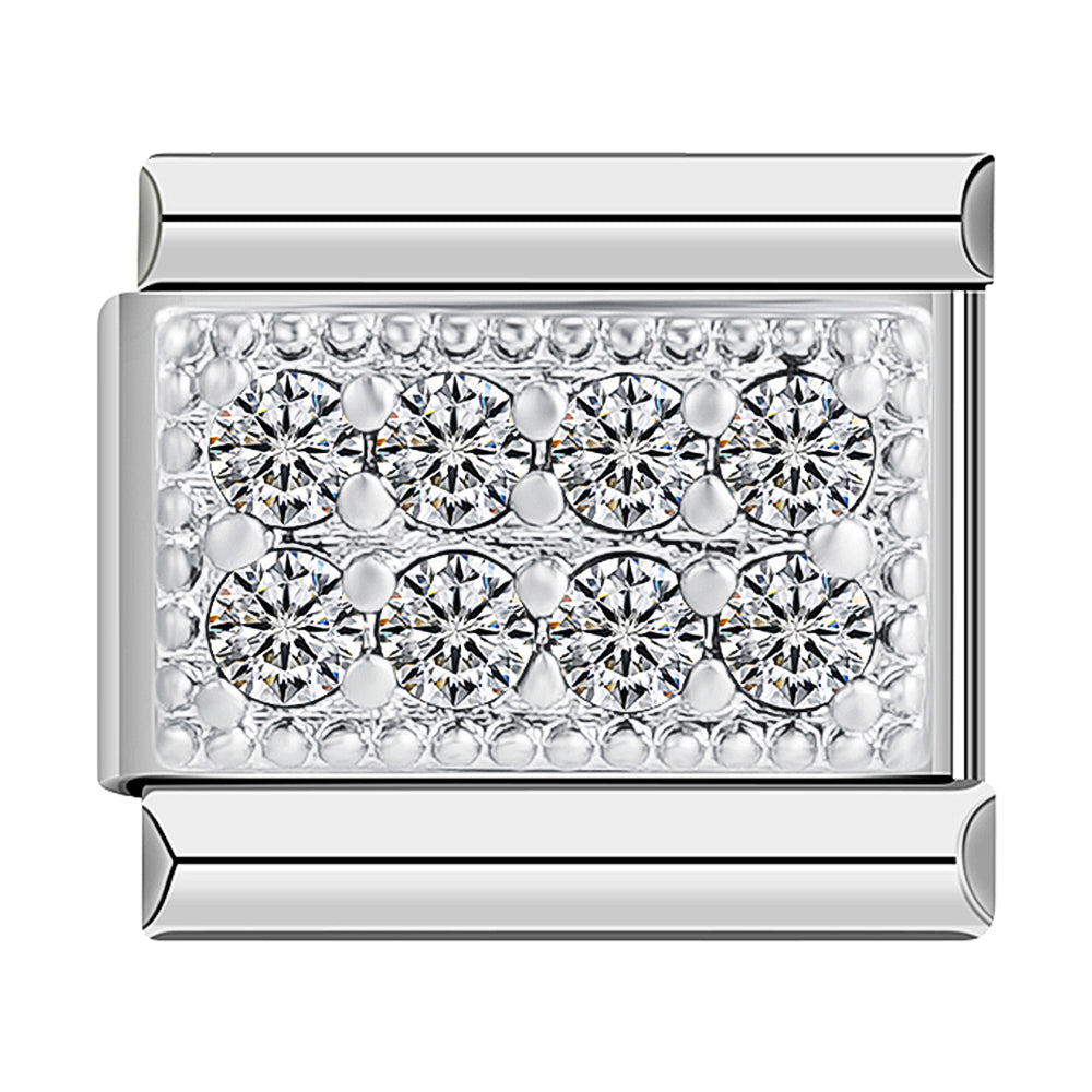 Silver Plate with White 8 Stones