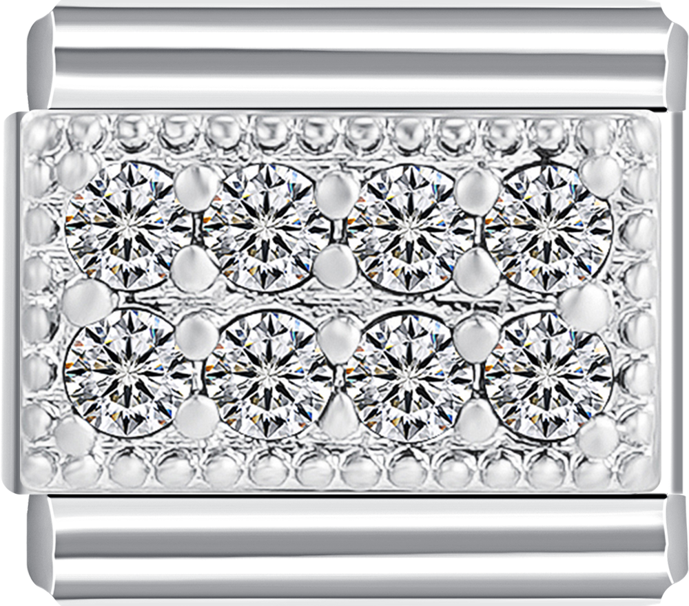 Elegant gold charm with 8 white stones, perfect for your personalized charm bracelet. 