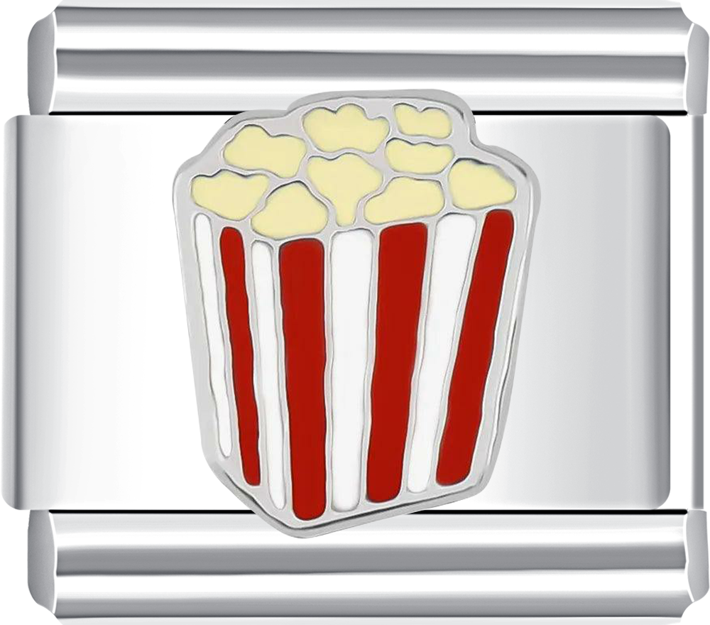 Pop Corn Italian charm bracelet from CHARMSDIY! Featuring a playful popcorn design on durable stainless steel