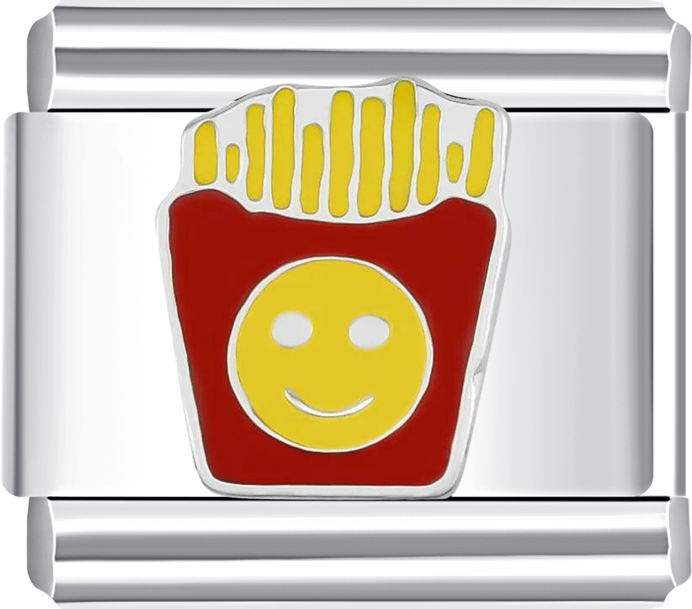 Silver charm with a smiley face design 