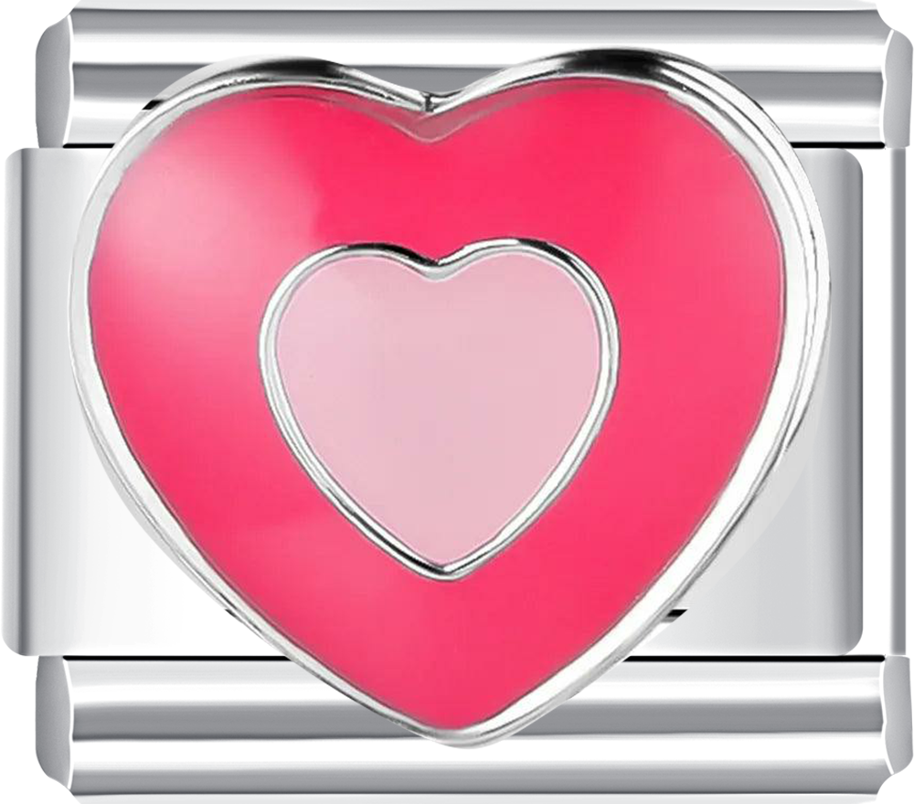 Heart-shaped charm with pink and white colors