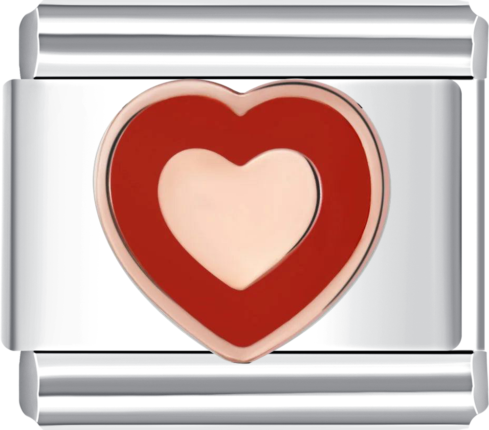 Red and Pink Heart Italian charm bracelet at CHARMSDIY! Featuring a vibrant heart design on durable stainless steel