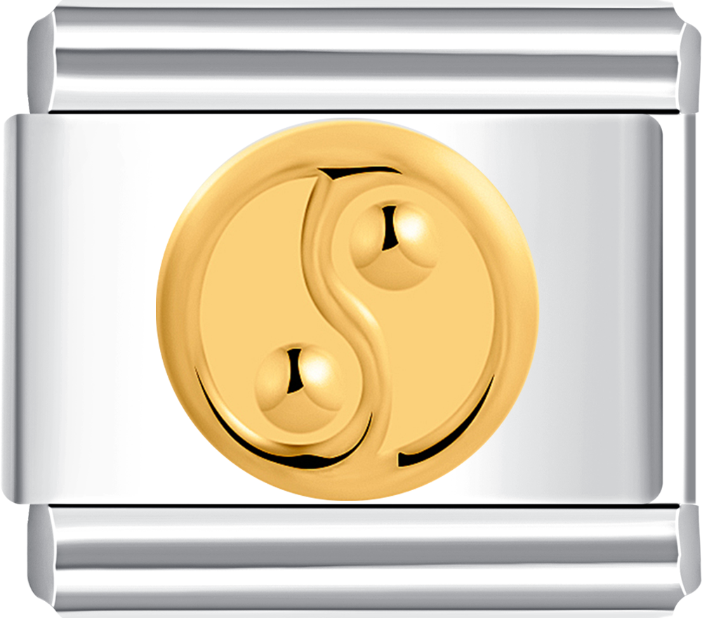 Beautiful gold Tai Chi charm on silver, perfect for your personalized charm bracelet. 