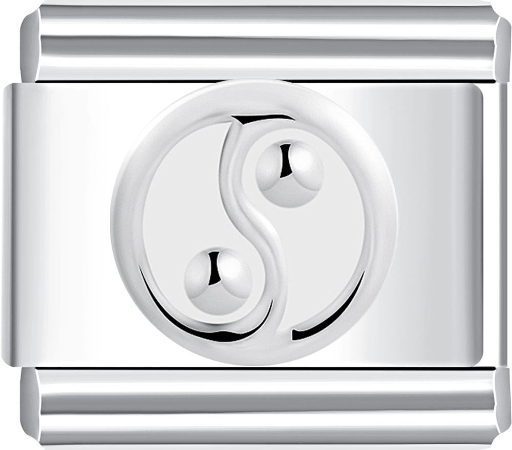 Elegant silver Tai Chi charm on silver, ideal for a custom charm bracelet. 