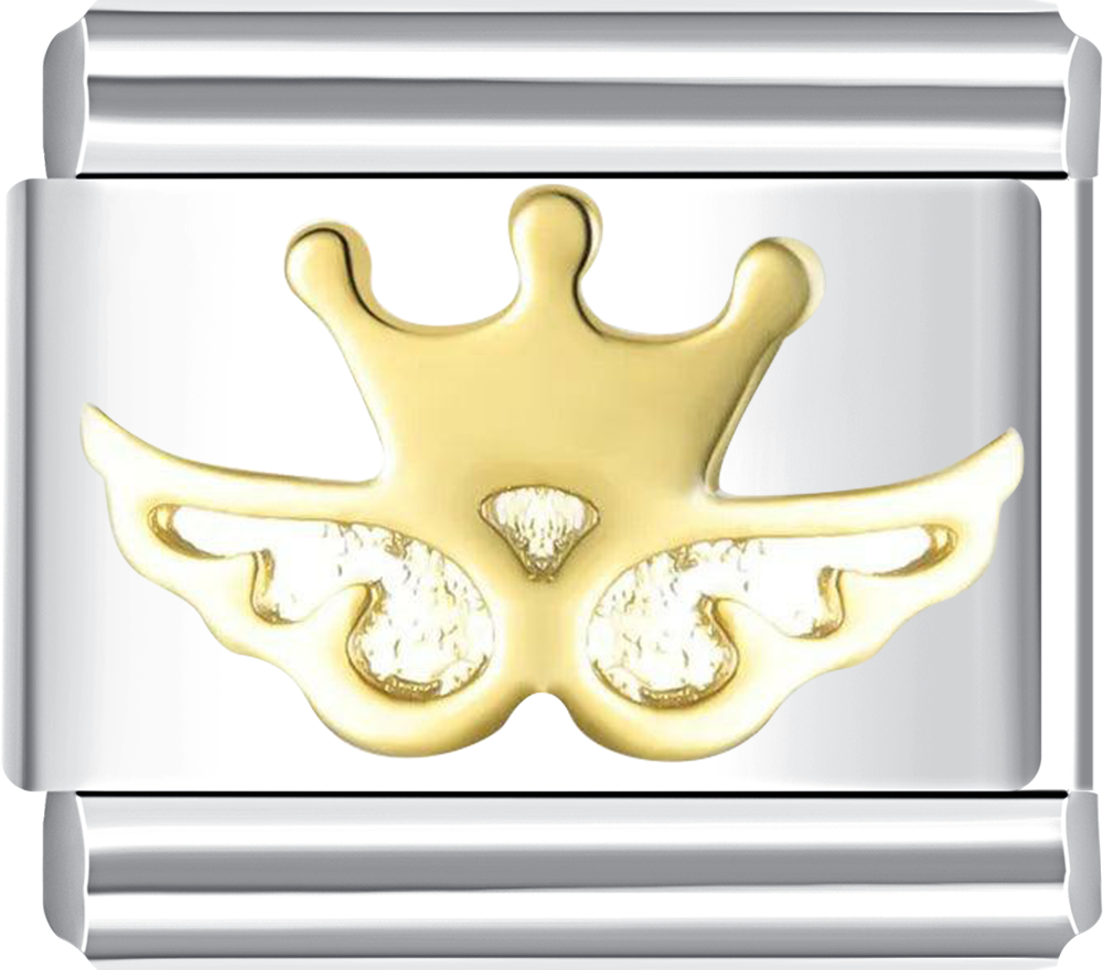 the Crowned Angel with Precious Stone Italian charm bracelet at CHARMSDIY! Featuring a stunning angel design with a precious stone on durable stainless steel