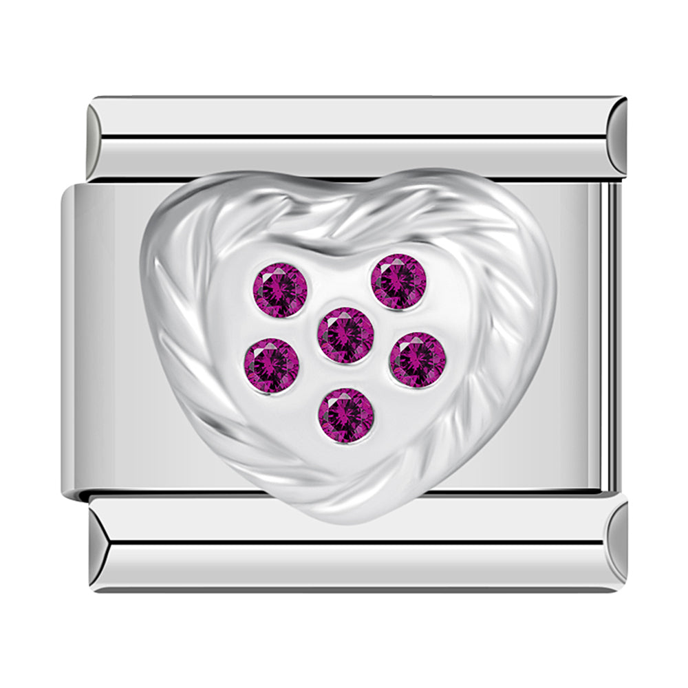 Silver Heart with Purple Stones
