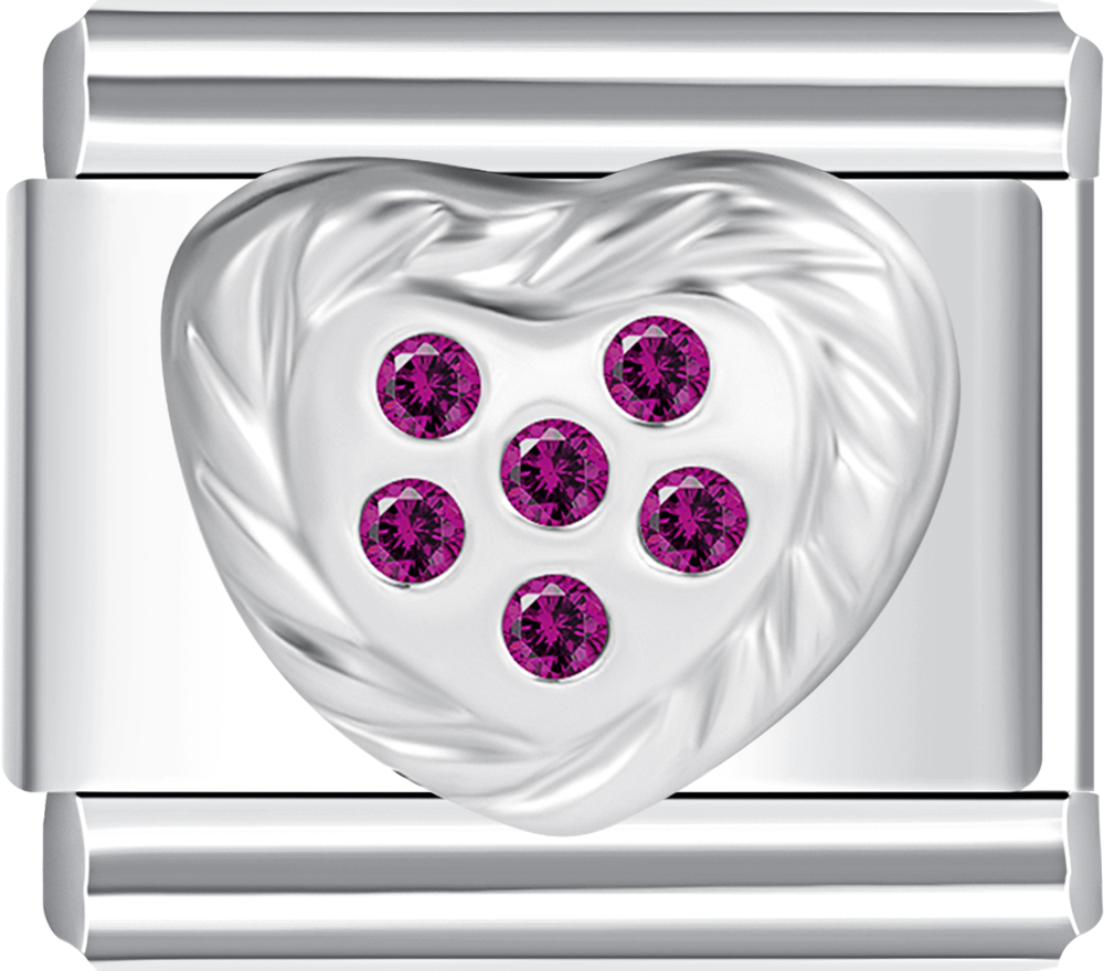 silver heart with purple stones italian charm bracelet custom bracelets for women