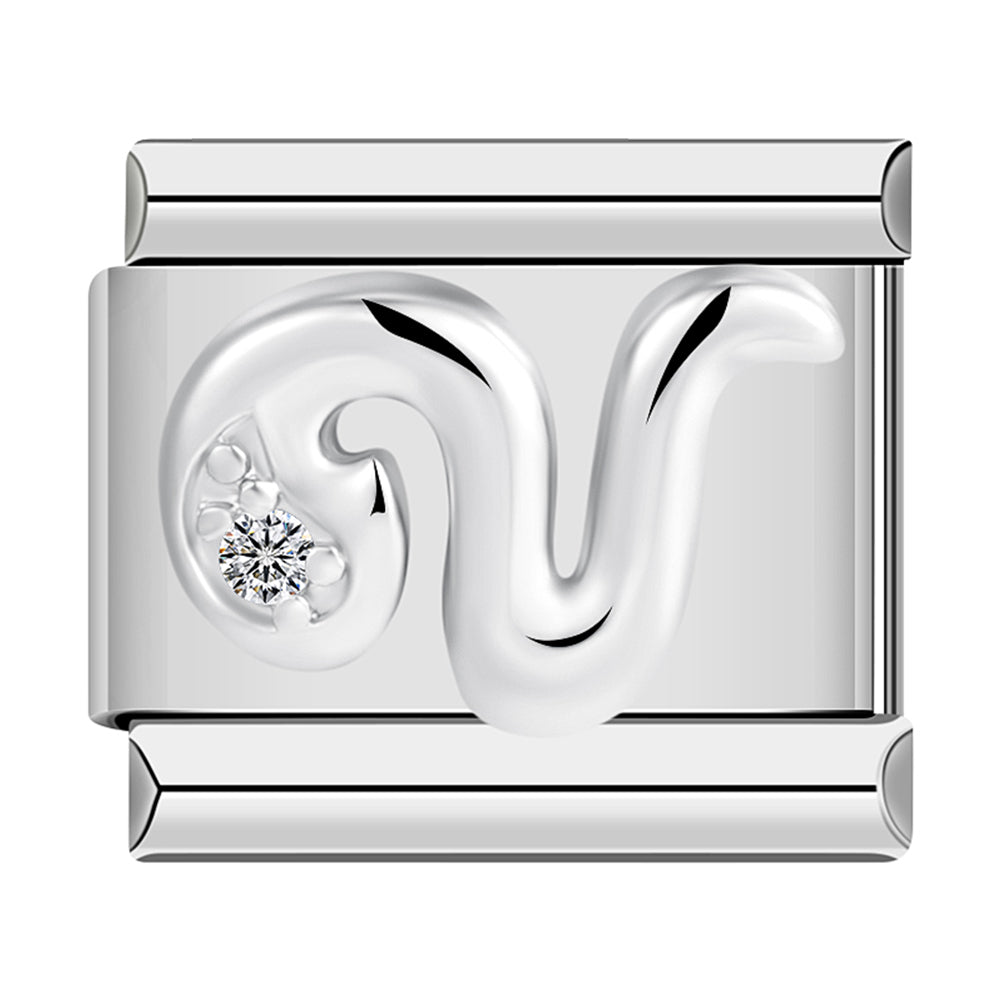 Letter V in Silver with Stones