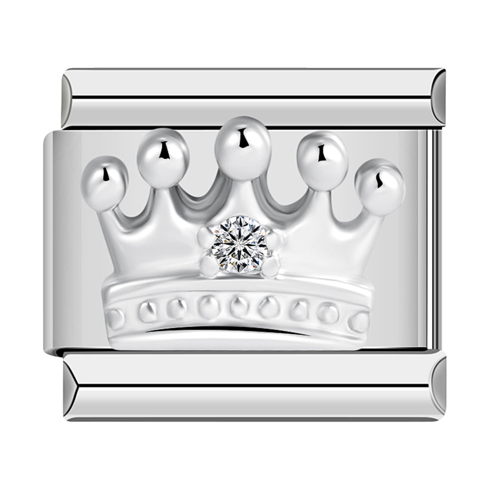Silver Crown with White Stones