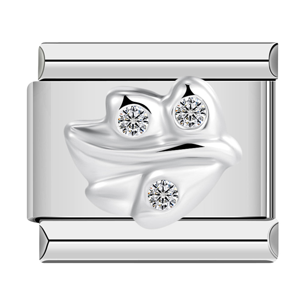 Silver Leaf with White Stones