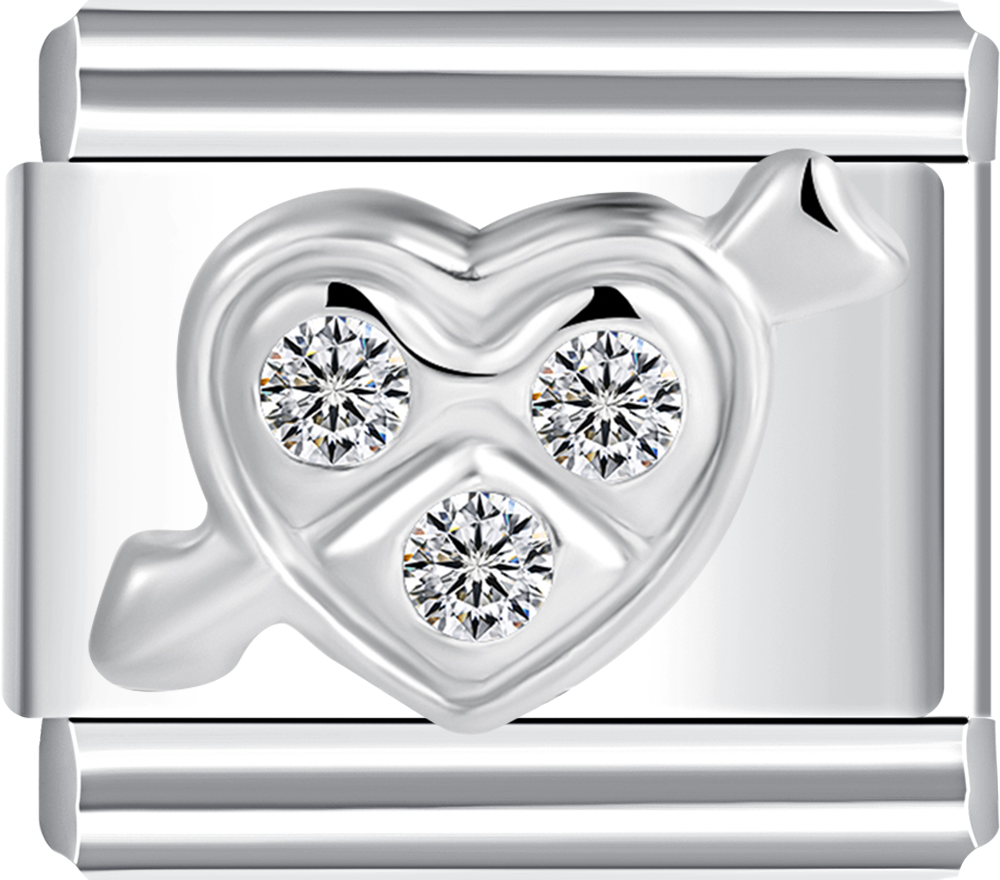 pierced heart italian charm bracelet  zircon personalized bracelets for women