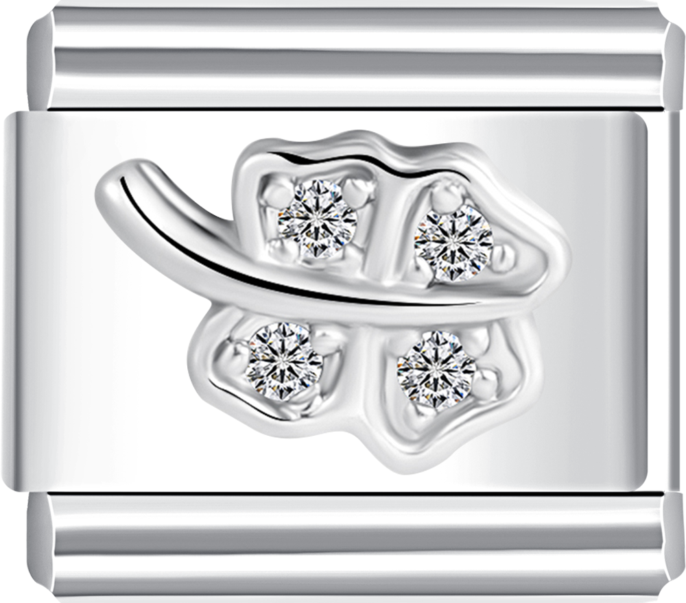 clover in silver italian charm bracelet zircon womens personalised bracelet