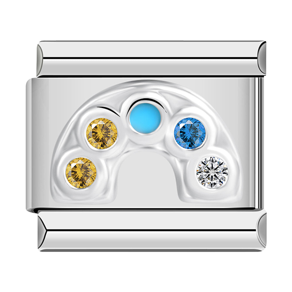 Silver Rainbow With Multicolor Stones