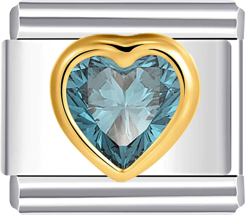 gold heart with sky blue stone italian charm bracelet personalized charms for charm bracelets