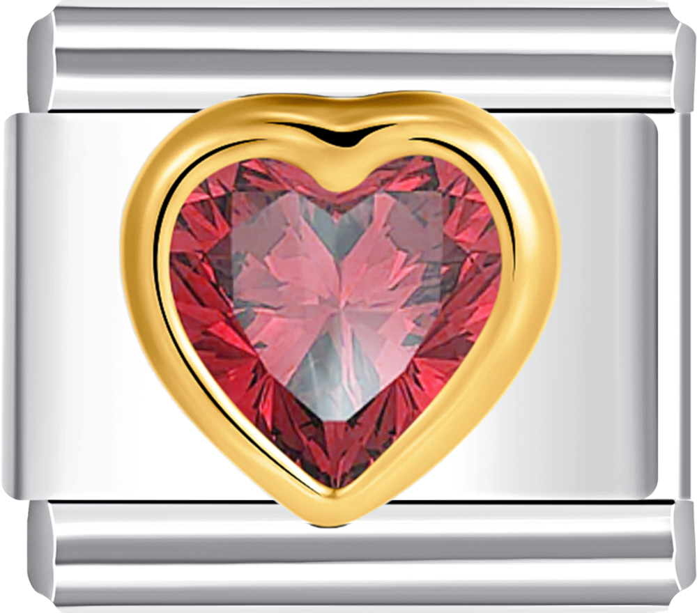 gold heart with red stone italian charm bracelet personalized charms for charm bracelets