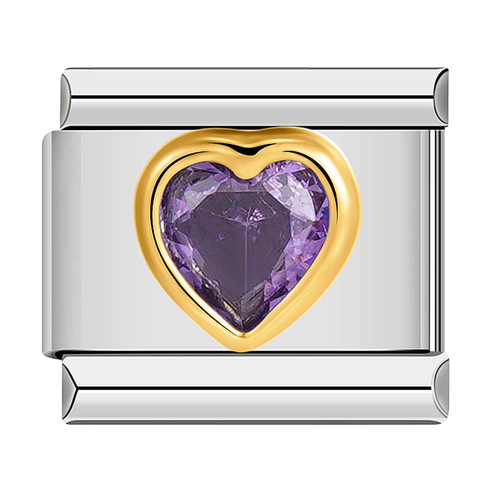 Gold Heart with Purple
 Stone
