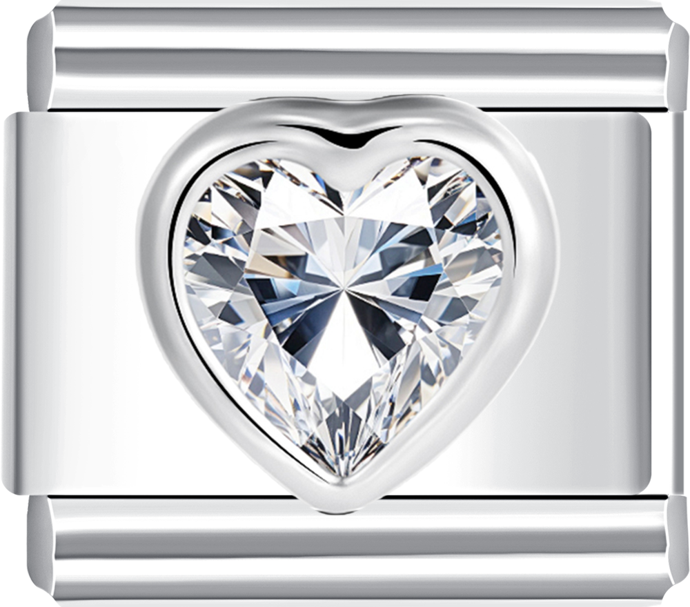 silver heart with white stone italian charm bracelet personalized charms for charm bracelets