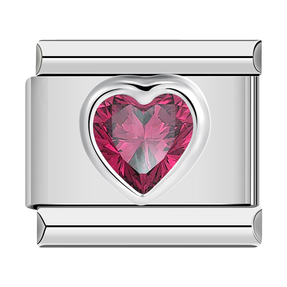 Silver Heart with Red Stone