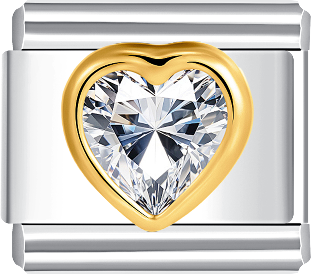 gold heart with white stone italian charm bracelet personalized charms for charm bracelets