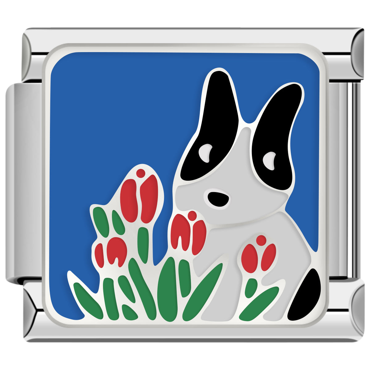 Frenchie in Tulips