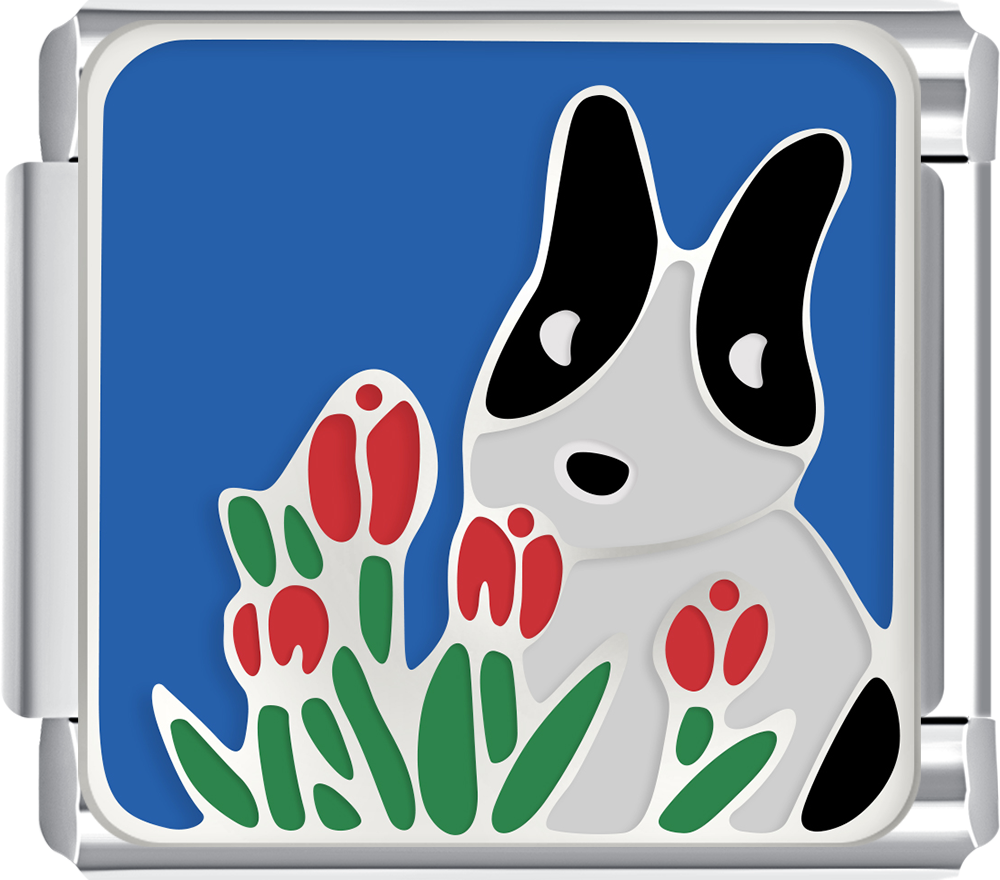 A French Bulldog surrounded by tulips, bringing charm and attitude. Celebrate your pup’s bold personality.