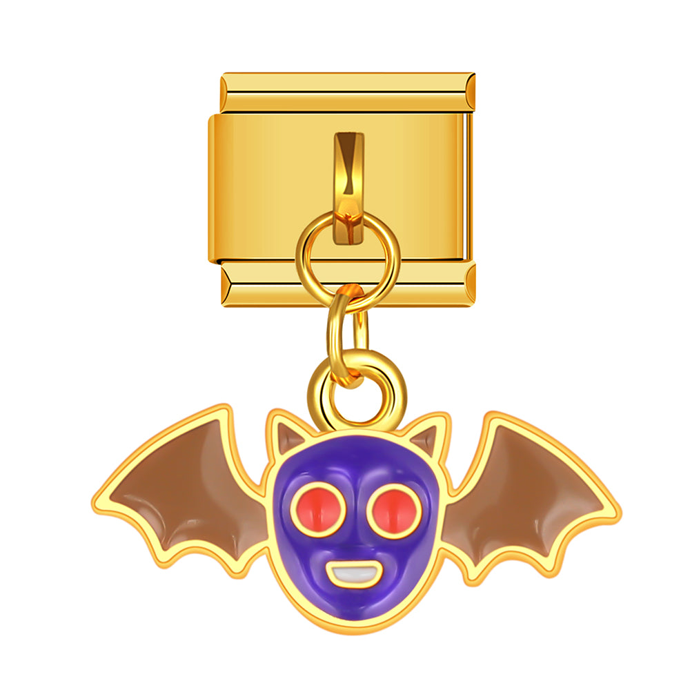 Halloween bat mask dangle charm for Italian charm bracelet, modular link style