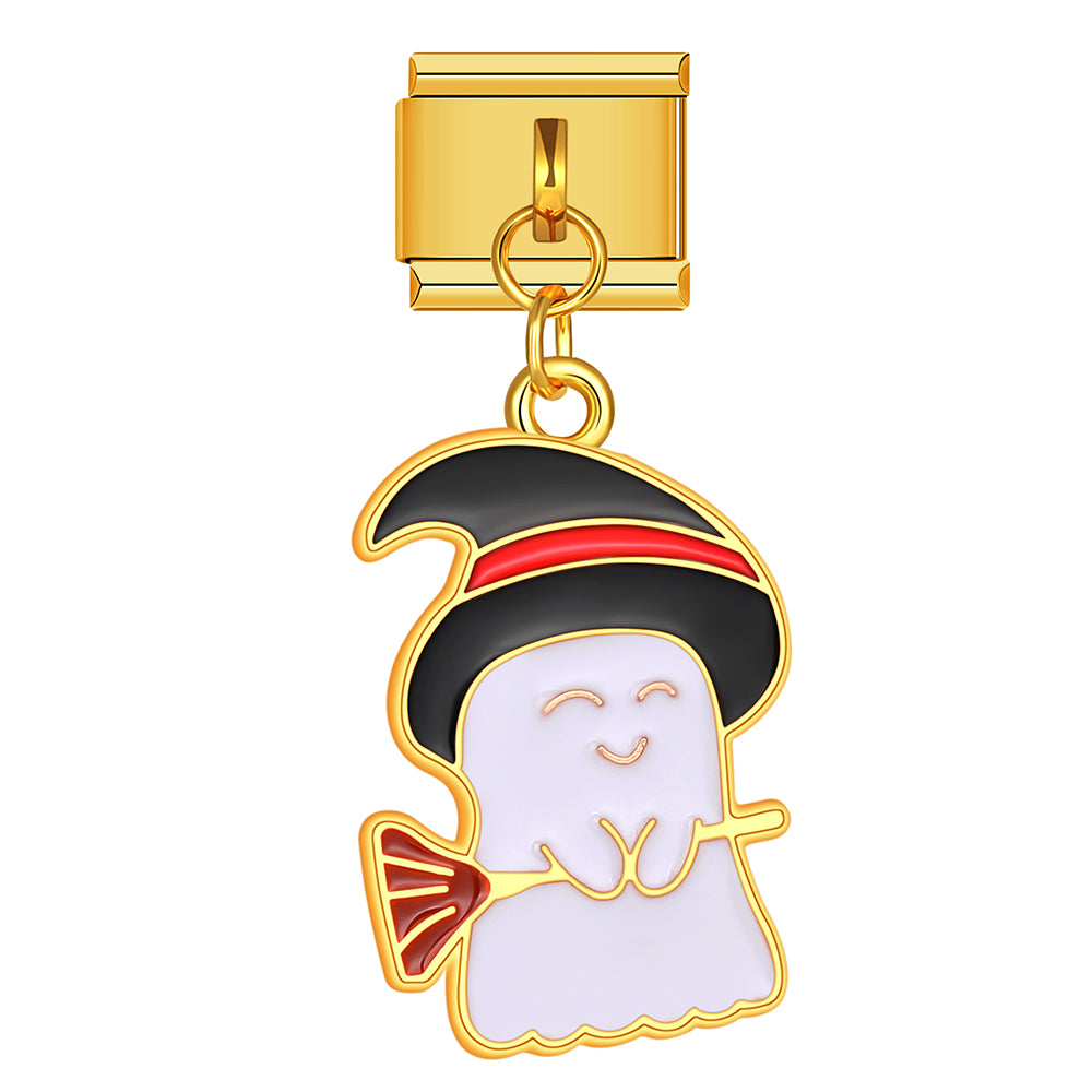 Halloween ghost reaper dangle charm for Italian charm bracelet, modular link style