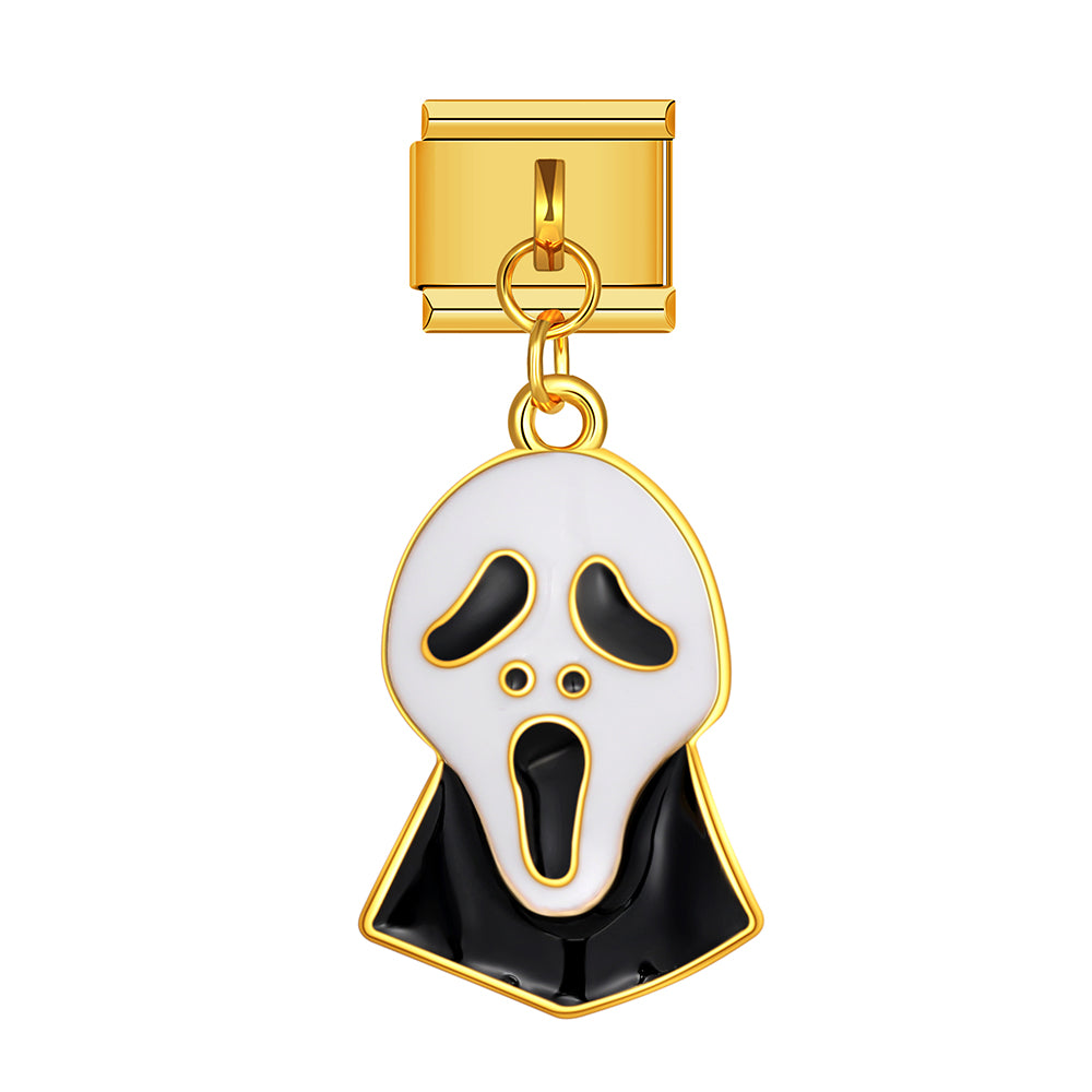 Halloween scream mask dangle charm for Italian charm bracelet, modular link style