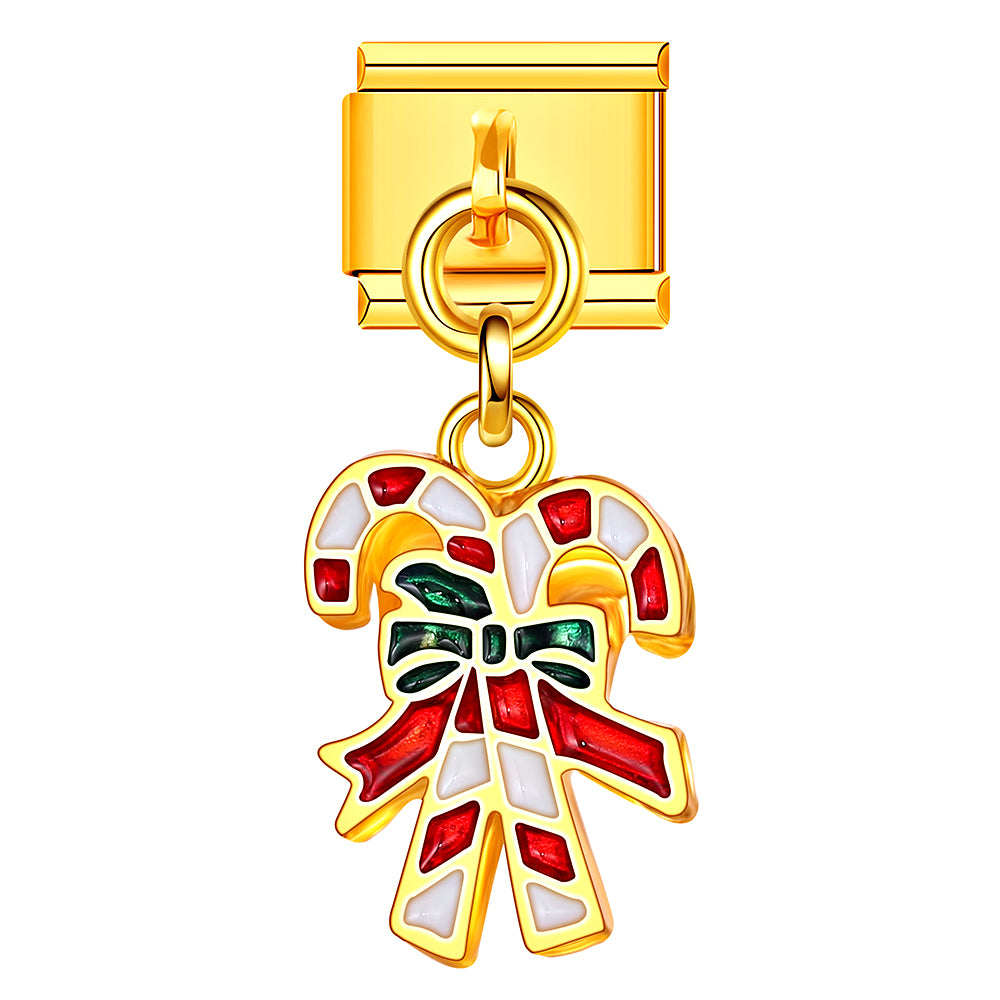 Candy cane Italian charm for Christmas