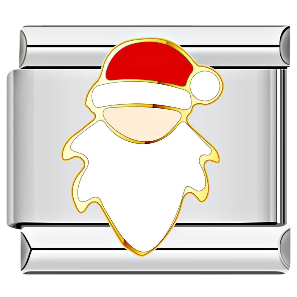 White angel Italian charm with gold wings, Christmas enamel jewelry piece.
