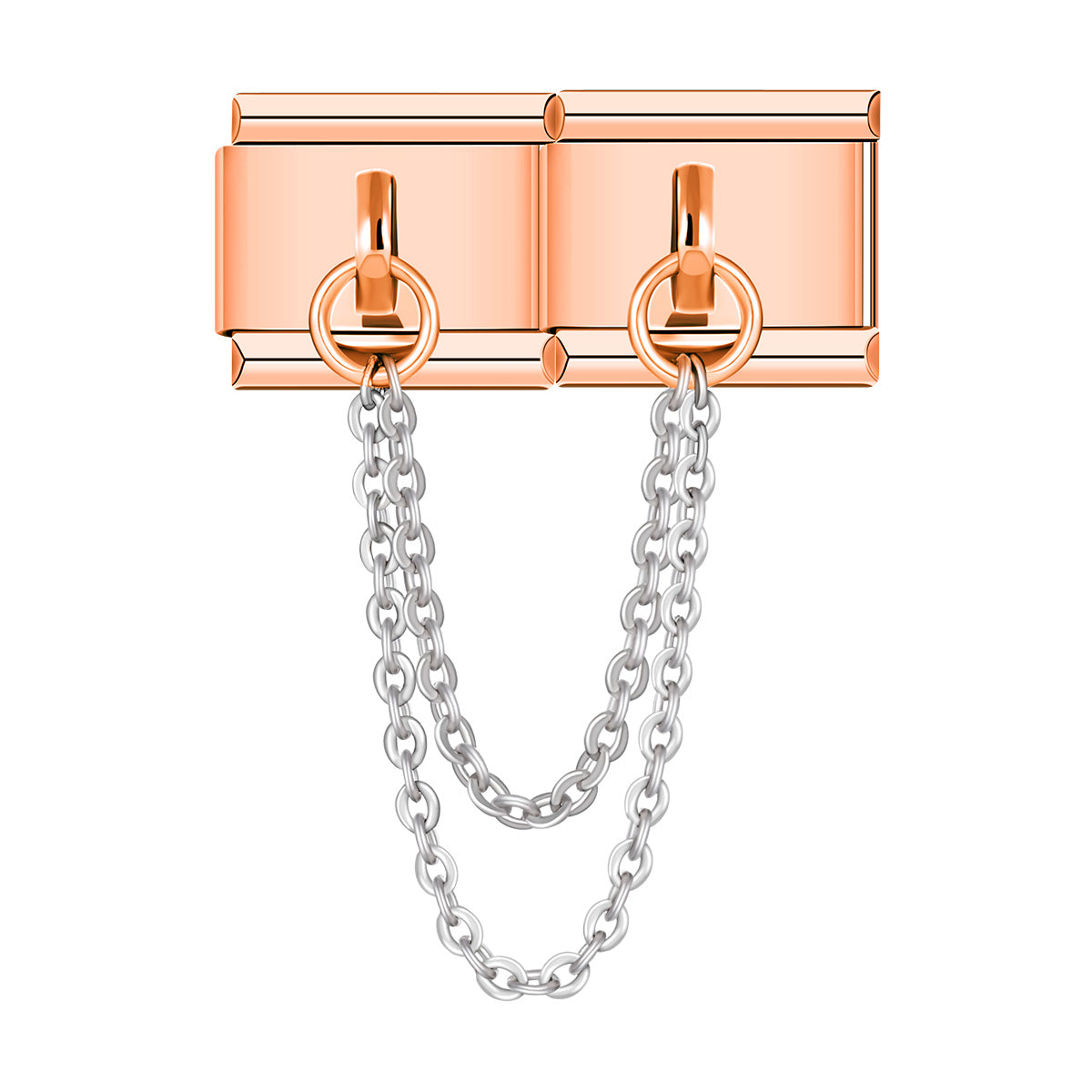 Double Linked Charms, Rose Gold italian charm bracelet personalized bracelets for women