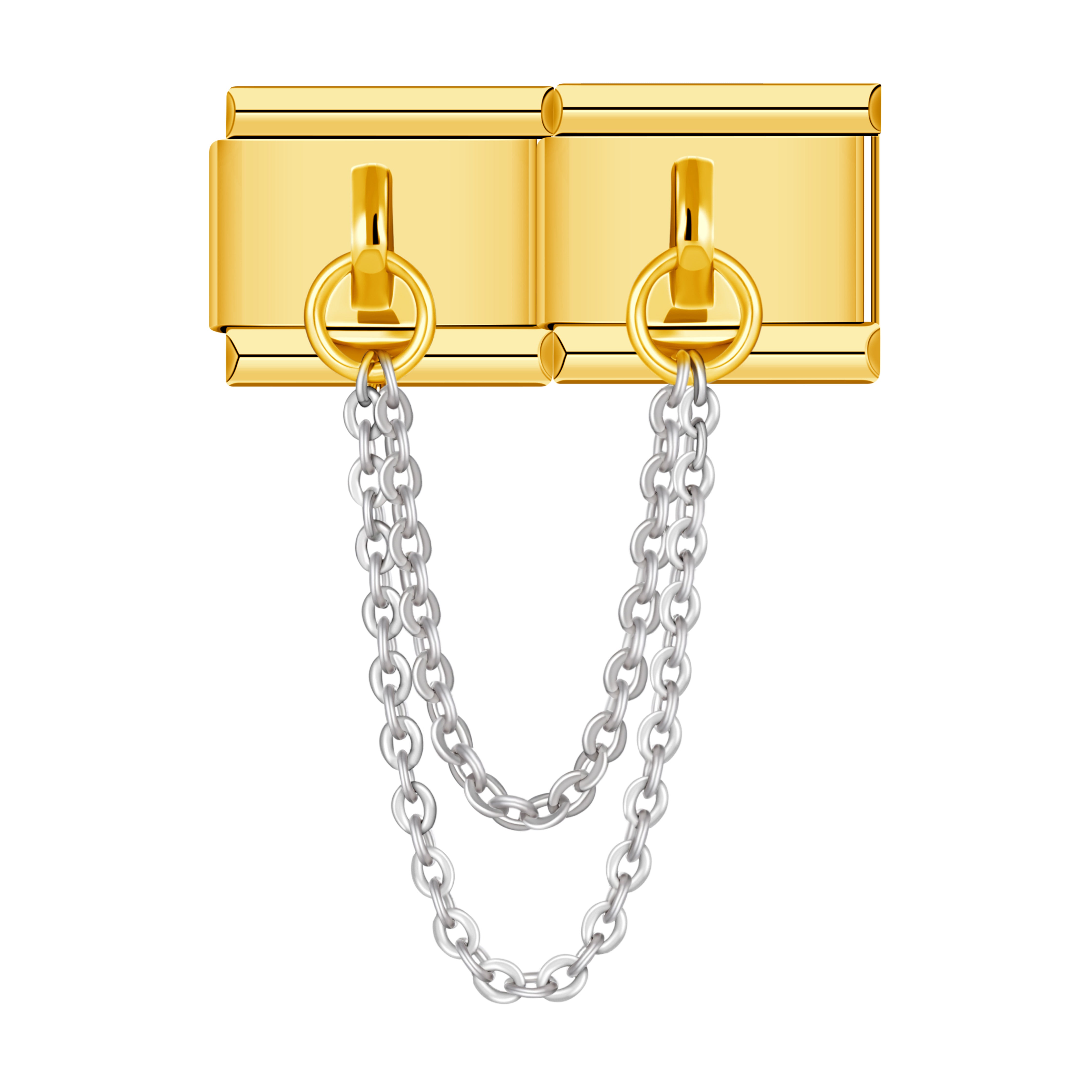 Double Linked charms, Gold italian charm bracelet personalized bracelets for women.