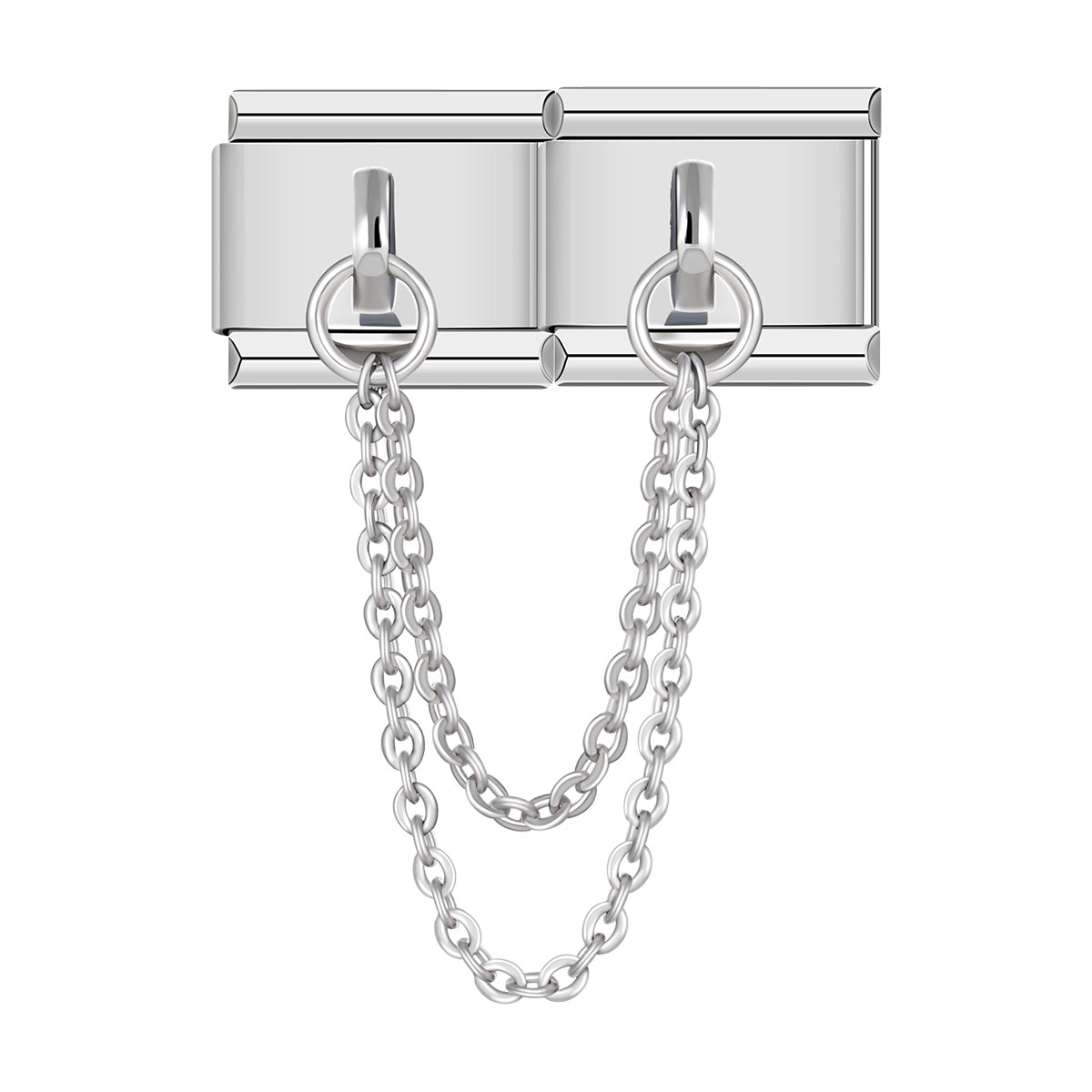 Double Linked charms, Silver italian charm bracelet personalized bracelets for women