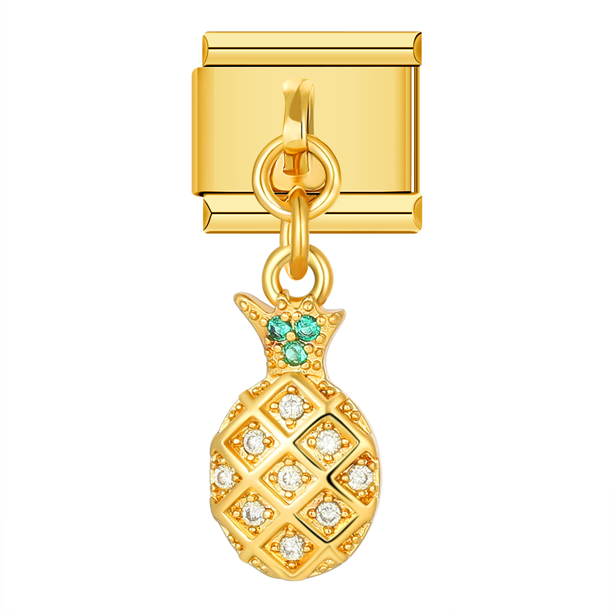 Pineapple with Stones, on Gold Italian charm bracelet personalized bracelets for women