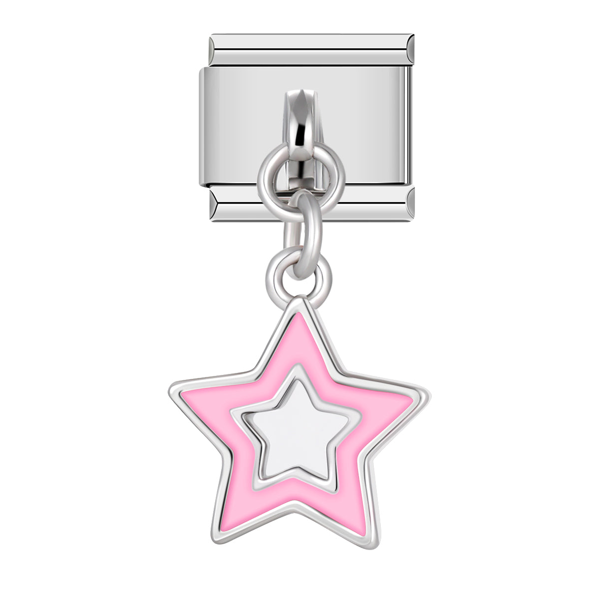 Pink Star, on Silver italian charm braceletpersonalized bracelets for women