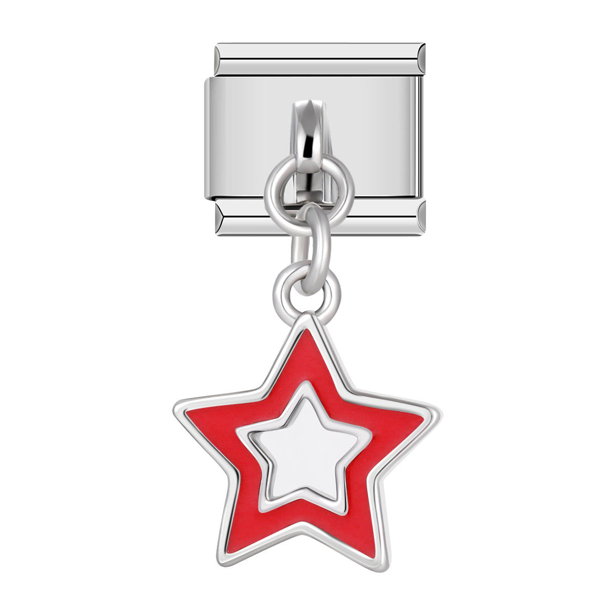 Red Star, on Silver italian charm bracelet personalized bracelets for women