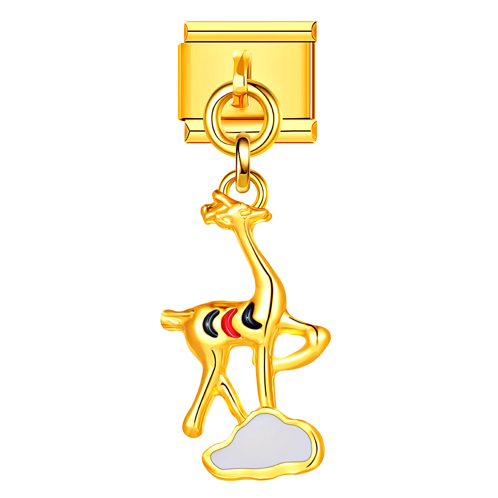 Running reindeer Italian charm, symbol of holiday spirit. Perfect for Christmas DIY charm bracelets.