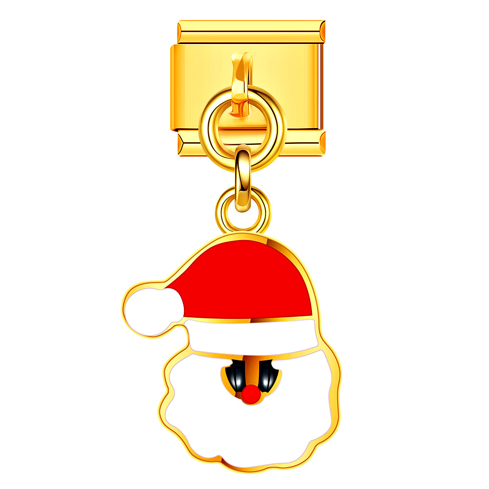 Classic Santa Claus Italian charm, perfect for your Christmas bracelet DIY. Add festive spirit to your Italian charm collection.