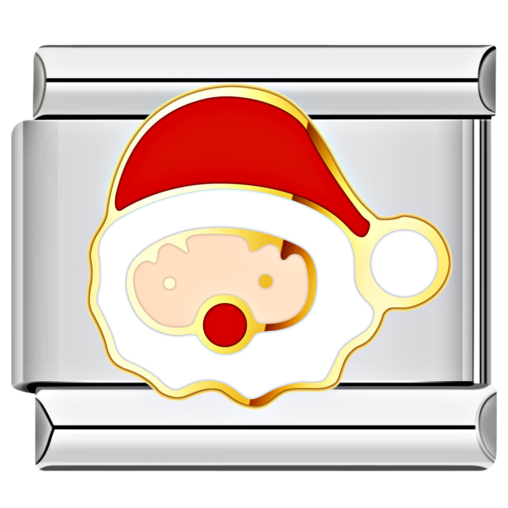 Smiling Santa Italian charm with red hat and white beard, full of holiday spirit.