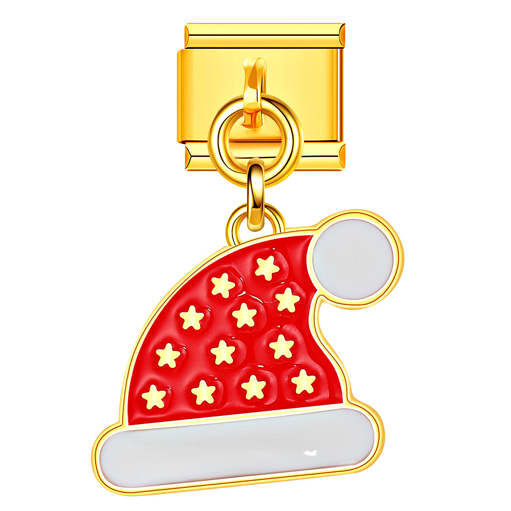 Red Santa hat Italian charm, festive and cute. A must-have Christmas addition to your bracelet design.