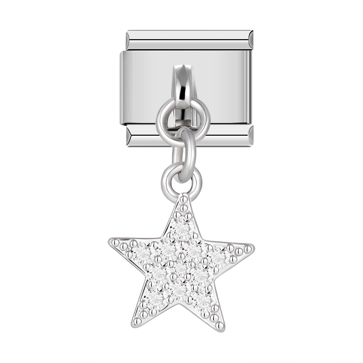 Star with Stones, on Silver italian charm bracelet personalized bracelets for women